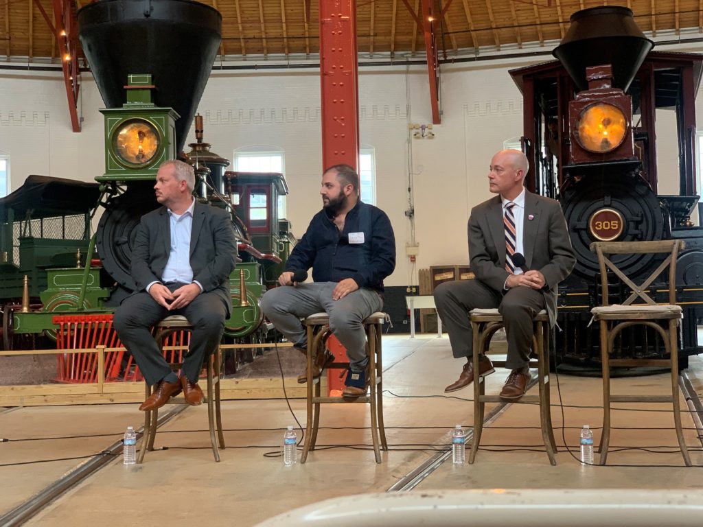 Northeast Maglev attending discussion panel at B&O Railroad Museum roundhouse building