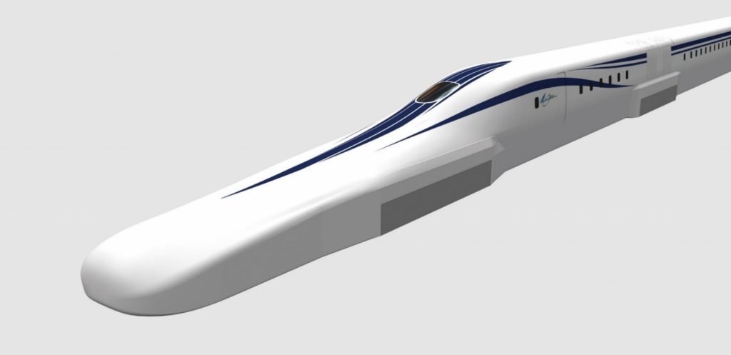 Computer rendering of the improved SCMAGLEV train