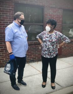 Photograph of Northeast Maglev CEO and Maryland House Speaker Adrienne Jones at a face mask distribution event