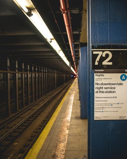 Photograph of an empty subway platform - 72 street station