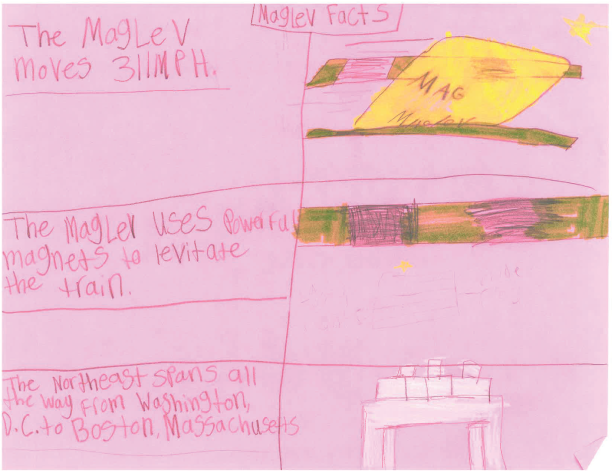 Student drawing of superconducting maglev technology