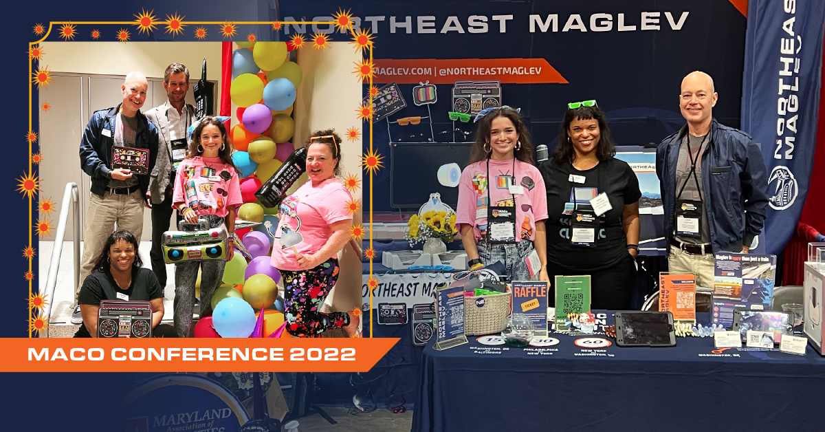 Photo collage of the Northeast Maglev booth at the 2022 MACo Conference