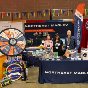 Photograph of the Northeast Maglev booth at the 2022 MACo Conference