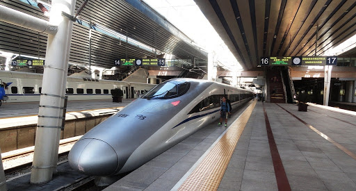 Photograph of a high speed train in China
