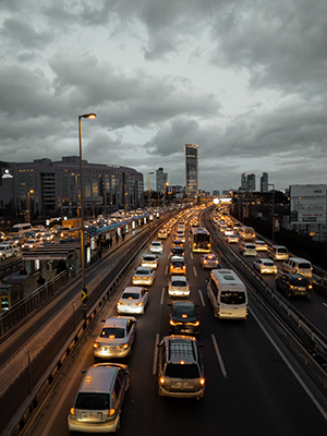 Photograph of traffic from above